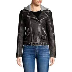 NWT Vigoss Black Faux Leather Moto Jacket - Medium